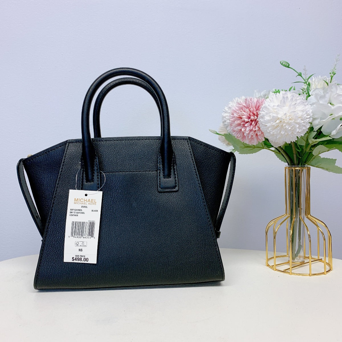 MICHAEL KORS 35F1G4VM2L Avril Small Leather Top-Zip Satchel IN BLACK MICHAEL KORS 35F1G4VM2L Avril Small Leather Top-Zip Satchel IN BLACK